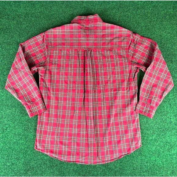 Vintage Chaps Ralph Lauren Red Plaid‎ Button Down Shirt Men’s Size Medium - Picture 2 of 8
